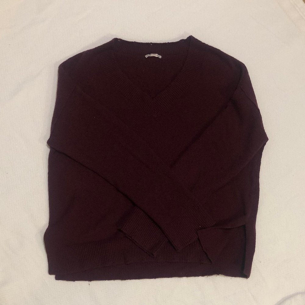 Melrose and Market maroon distressed sweater